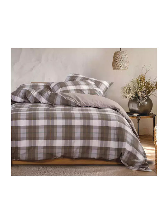 Nef-Nef Homeware Sheet Sets Queen with Elastic 160x200+35cm. Racket Golden Brown 4pcs
