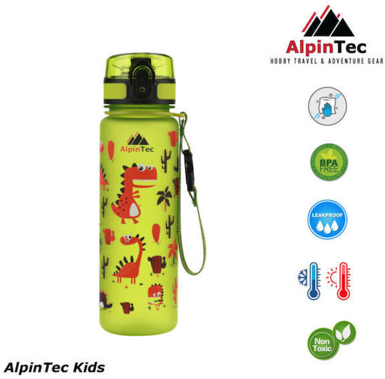 AlpinPro Plastic Kids Water Bottle Dinosaurs AlpinTec Kids Green Dino 500ml