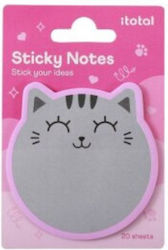 Aufkleber Sticky Notes Graue Katze 20 Notizblöcke/7,0x7,8cm Itotal