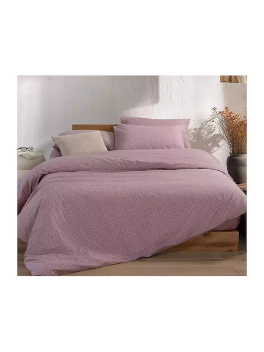 Nef-Nef Homeware Duvet Cover Set Cotton Queen with 2 Pillowcases 240x230 Suspen Mauve