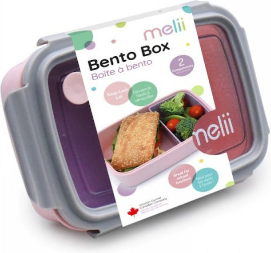 Melii Δοχείο Φαγητού Πλαστικό Pink-Purple με Χωρίσματα 880ml