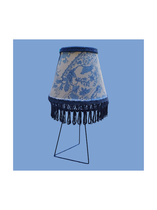 Oxygen Korean Blossom Table Lamp for E27 Fitting with Blue Shade and Base