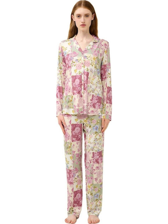 Vamp Sommer Damen Pyjama-Set Dark Pink