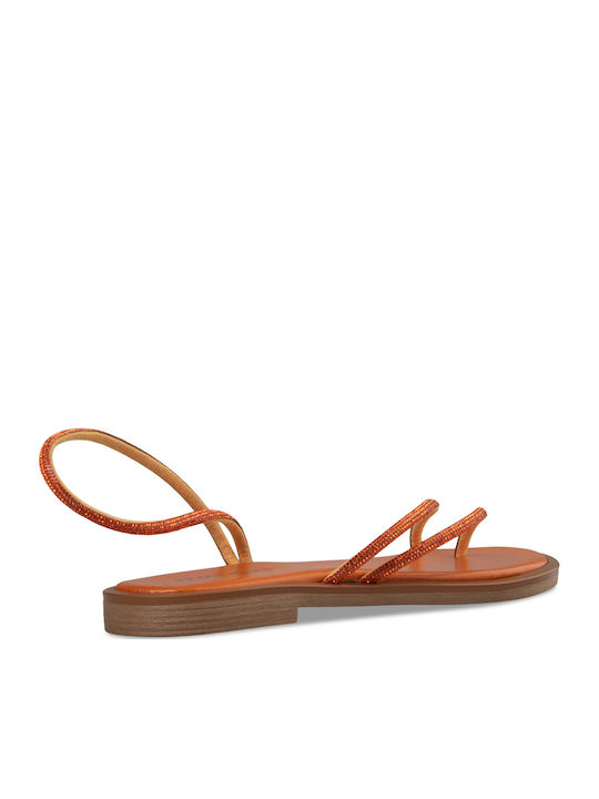 Women's Flat Sandals in Orange Color
