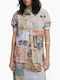 Postcard Long Sleeve Women's Cotton Shirt Beige