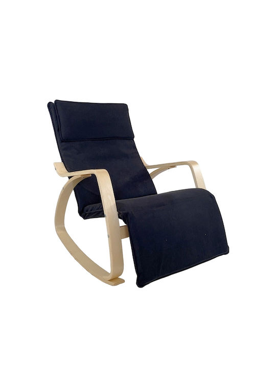 Rocking Armchair Μαύρο/φυσικό 67x127x91cm