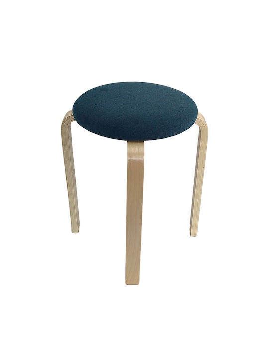 Stool For Living Room Wooden Miloa Blue/Natural...
