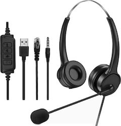 Lamtech Auf dem Ohr Multimedia-Headsets mit Mikrofon und Verbindung 3,5 mm Klinke / USB-A in Schwarz Farbe
