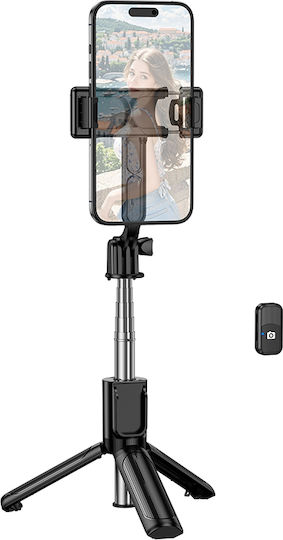 Borofone Selfie Stick By14 Graceful Bluetooth Tripod Remote Control Black