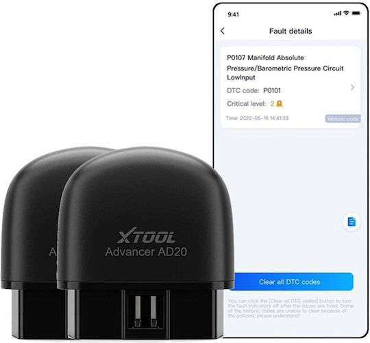 Автомобилна Диагностика Xtool Advancer Ad20 Pro Bluetooth OBD2 Съвместим С Android iOS