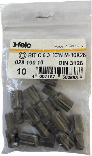 Set 10 Industrial Series Xzn Profile Bits C6.3 M10 25mm