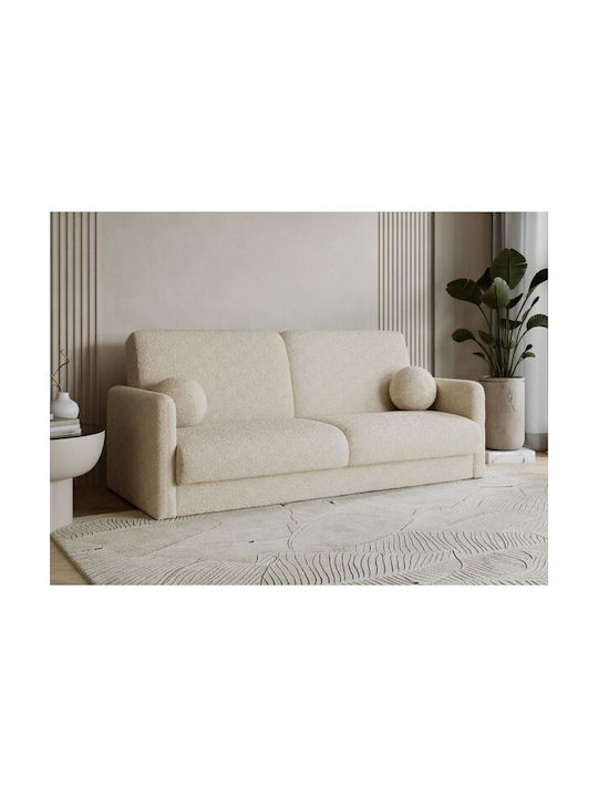 Bluefield 101 Three-Seater Couch Bed with Storage Space Cream 214x100x93 cm