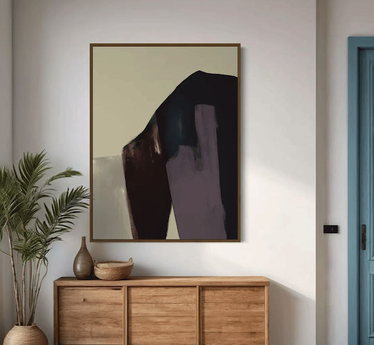 Πίνακας Ζωγραφικής Καμβά Beige Blue World 90x130 Cm