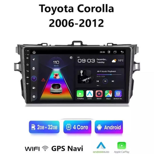 Ηχοσύστημα Αυτοκινήτου για Toyota Corolla 2006-2012 (Bluetooth/USB/WiFi/GPS/Apple-Carplay/Android-Auto) με Οθόνη Αφής 9"