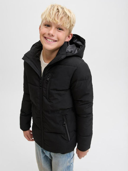 Jack & Jones Παιδικό Καπιτονέ Μπουφάν Black