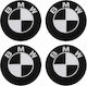 Chromium Rim Stickers Black White Bmw 56mm 4pcs
