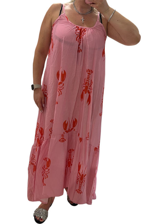 Sommer Maxi Damenkleid mit Rüschen Rosa