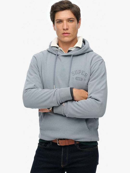 Superdry D1 Ovin Φούτερ με Κουκούλα Steel Blue