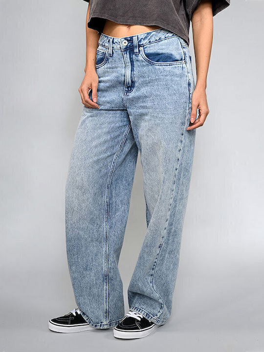 Γυναικείο Jean Παντελόνι Mid Rise σε Loose Εφαρμογή Towel Wash