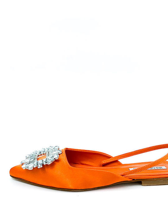 Irene Vilou Satin Damen Ballerinas in Orange Farbe