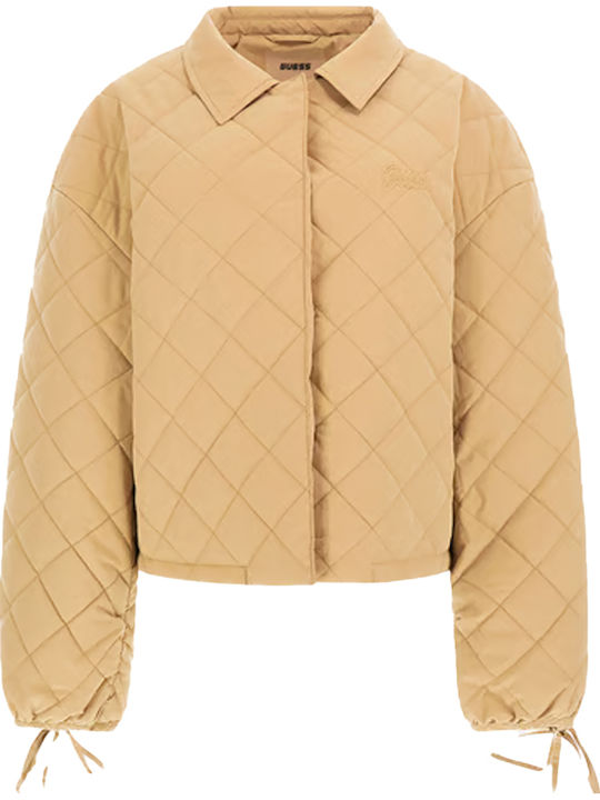 Lang Damen Puffer Jacke für Winter Beige