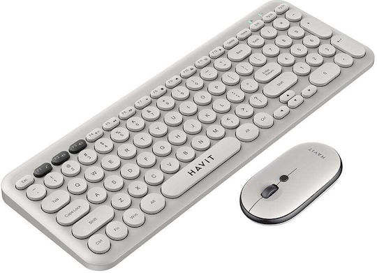Havit KB254GCM Kabellos Tastatur & Maus Set Englisch US Light Gray