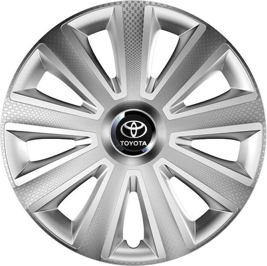 Versaco Car Hubcap Set Aviator Carbon Rc with Toyota Emblem 14" 4pcs Silver