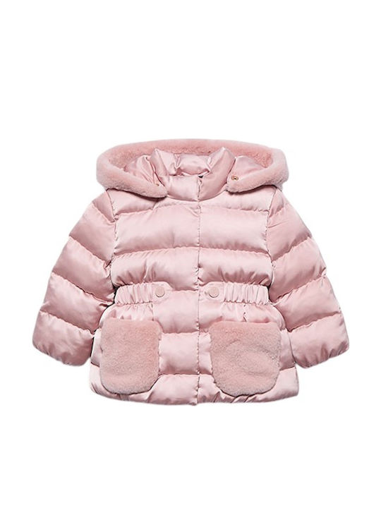 Kids Quilted Jacket with Hood Pink