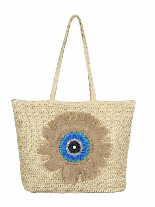 Aquablue Wicker Beach Bag Beige