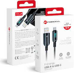Forcell F-energy USB 2.0 USB-C male - USB-A 66W 1.2m