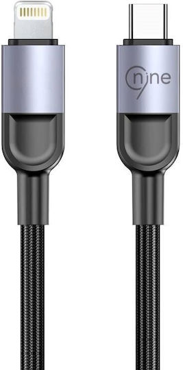 Nine Braided USB-C to Lightning Cable 27W Μαύρο 1m