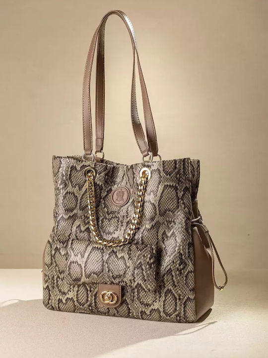 Fragola Damentasche Schultertasche Beige Snake