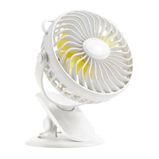 Yesplus Ys-1605 Rechargeable 360 Rotating White Desk Clamp Fan
