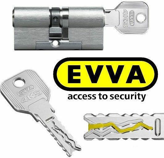 EVVA Κύλινδρος Κλειδαριάς Ασφαλείας 75mm (30-45) με Πόμολο και 4 Κλειδιά