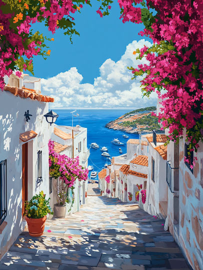 Olympus Diamond Painting "Somewhere in a Greek Island Most Beautiful Country in World" Mosaic "Somewhere a Greek Island in the Most Beautiful Country in the World" 50x40