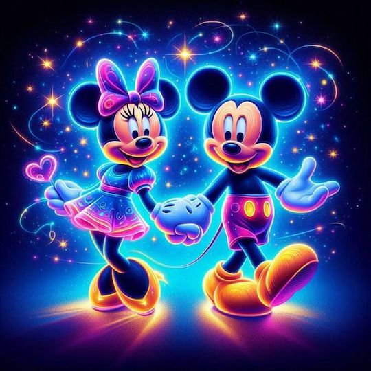 Olympus Diamond Painting "mickey Minnie Mouse " Ψηφιδωτό Μωσαικό "μίκυ Μίνι Μάους" 50χ40