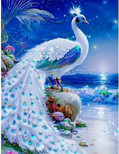 Olympus Diamond Painting "White Peacock" Mosaic "White Peacock" 50x40