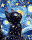 Olympus Diamond Painting "Cat Watches Starry Night" Mosaic "Kitten Watches Starry Night" 50x40