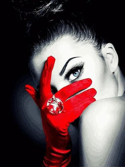 Olympus Diamond Painting "Sexy Woman Beautiful Eyes Red Glamour Gloves" Mosaic "Sexy Woman Beautiful Eyes Red Gloves of Glamour" 40x30