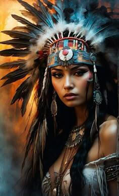 Olympus Diamantmalerei "Schöne Native American" Mosaik "Wunderschöne Indianerin Schmuck" 50x70