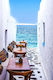 Olympus Diamond Painting "Picturesque Mykonos Alley A View Blue Aegean Sea Greece" Mosaic "Picturesque Alley in Mykonos View Blue Aegean Greece" 40x30