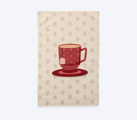 Nef-Nef Homeware Cup Of Tea Ποτηρόπανο σε Εκρού Χρώμα 40x60cm