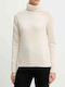 Damen Pullover Rollkragen Chalk