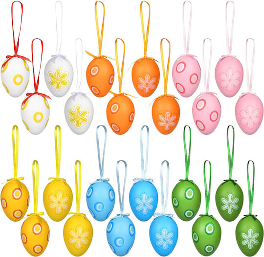 Easter Eggs Hanging Decorative Plastic 24 Pcs 6 Cm