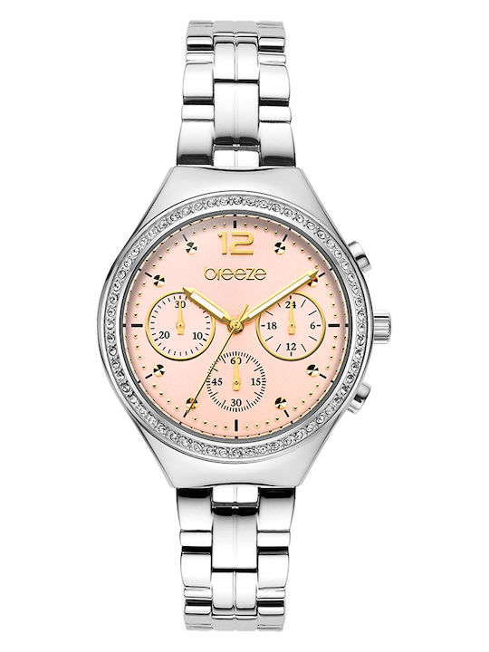 Breeze Women's Watch Chronograph with Silver Metal Bracelet