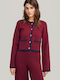 Women's Knitted Cardigan with Buttons Wine Red