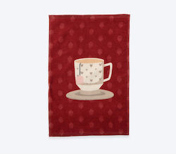 Nef-Nef Homeware Cup Of Tea Tea Towel in Red Color 40x60cm