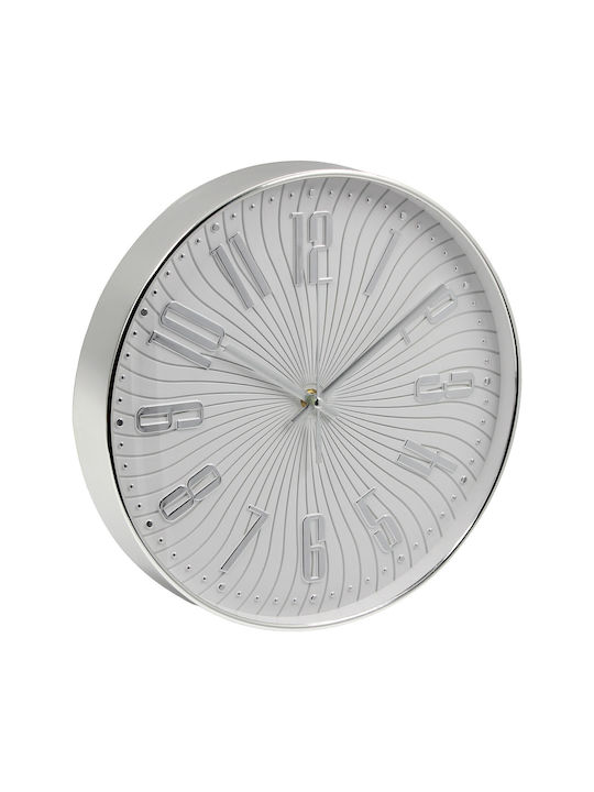 Wanduhr Kunststoff Φ30×4,5 cm Silber Keskor 875...