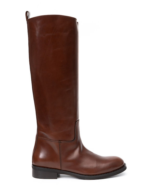 Leder Damenstiefel Tabac Braun