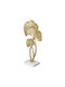 Artekko Decorative Sculpture 35.6x19x7.6 Cm Gold Leaves Square Marble Base